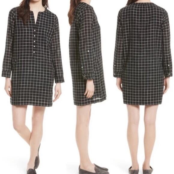 Soft Joie Eguine Black White Plaid Dress Cotton Size S - Picture 1 of 8